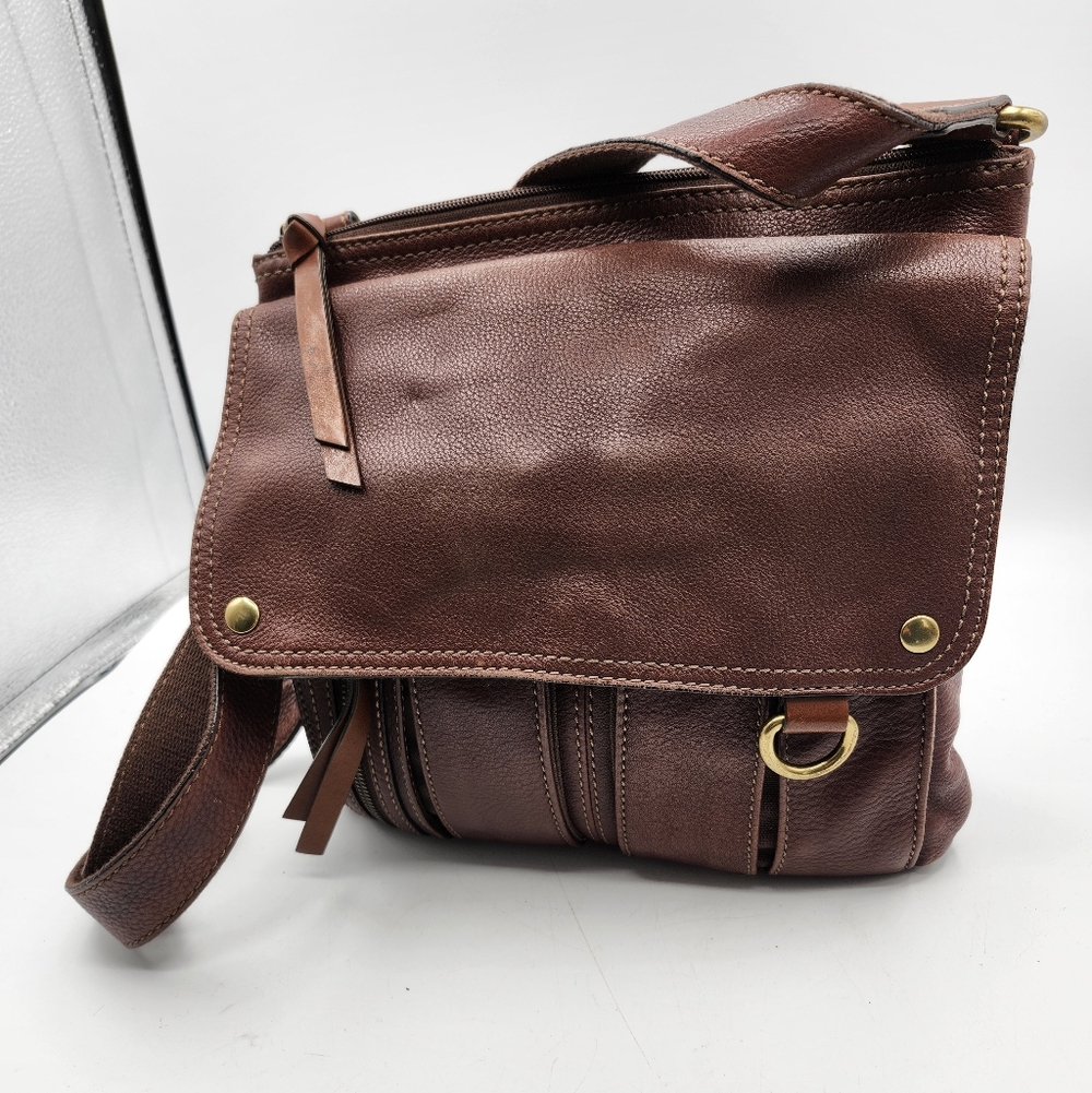 Fossil Morgan Rich Brown Leather Messenger/Traveler Bag